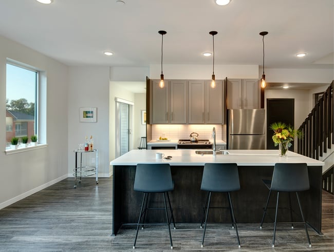 a kitchen in an apartment building