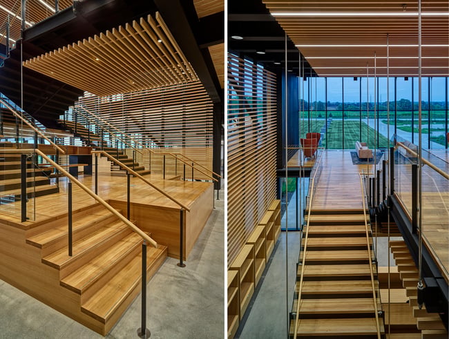 first and second floor landing of the Kreg Tool staircase