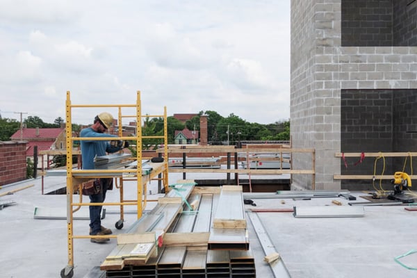 Construction worker on building project