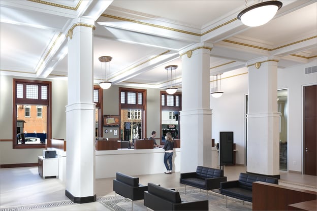 casework desk in a bank