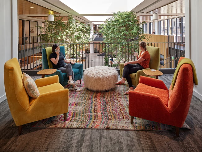 two women sitting on lounge seating at the Stanley Center