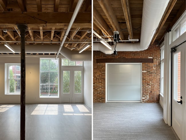 corn-blasted ceilings and exposed masonry at Iowa Conservatory