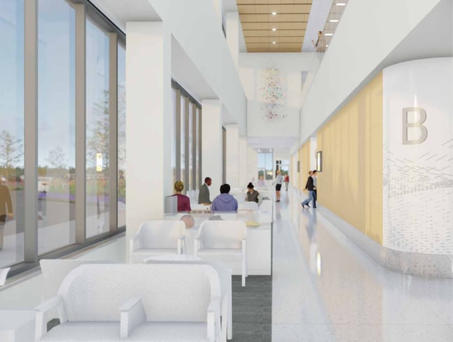 rendering of the waiting area at UIHC at Forevergreen Road