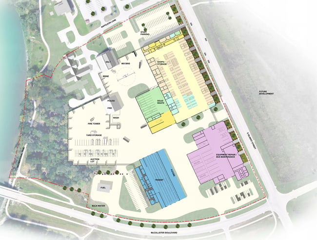 a master plan map showing the location of future building projects