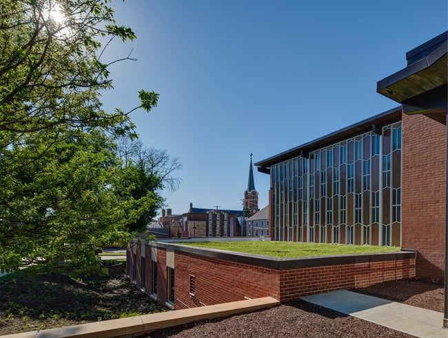 church with a green roof