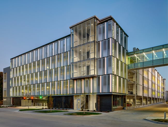 a parking structure in Iowa City