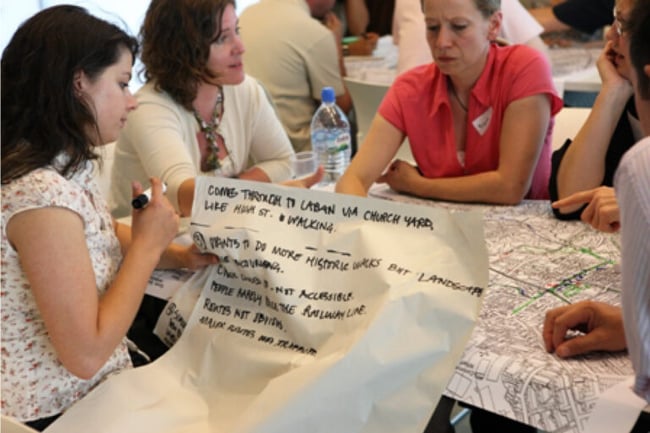 Group engaged in a programming exercise