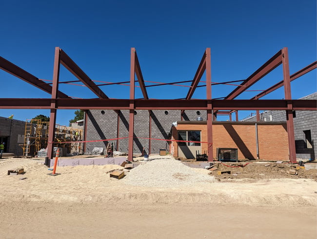 new cafeteria at Western Dubuque built around the existing kitchen