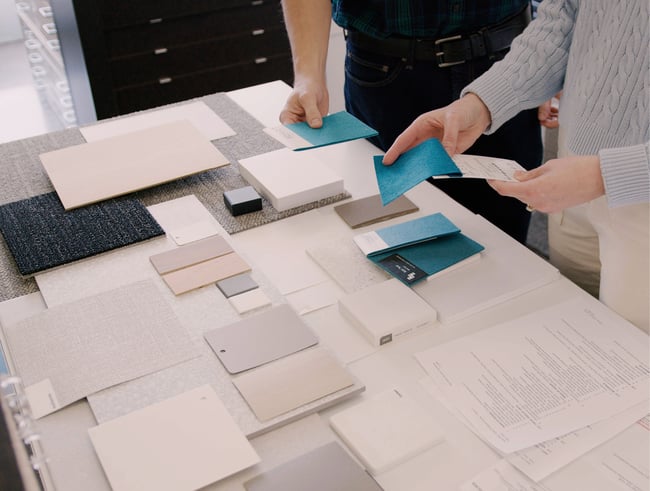 designers choosing materials for a building project